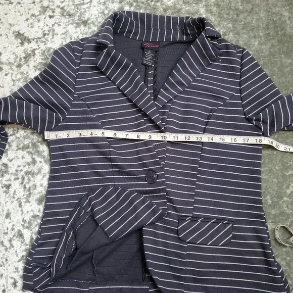 Torrid Striped Grey Glitter/ Navy Blazer - Picture 8 of 10